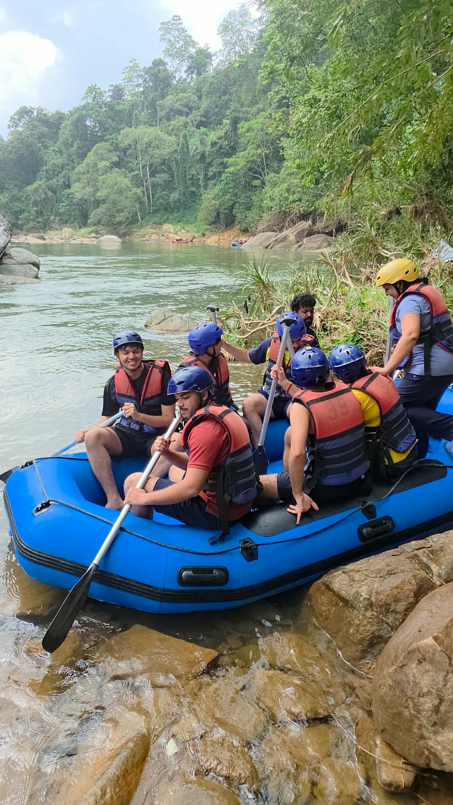 Guests white-water rafting at Kitulgala