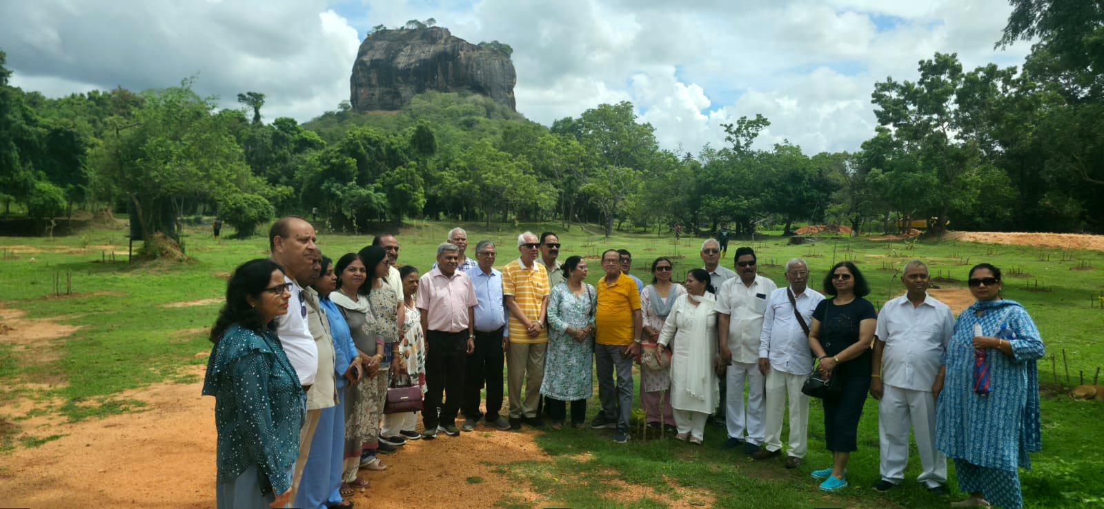 Tour group in front of Sigiriya rock